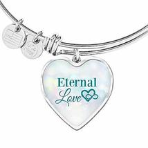 Eternal Love Stainless Steel or 18k Gold Heart Bangle Bracelet - £27.74 GBP