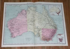 1908 Original Antique Map Of Australia - £15.15 GBP