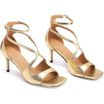Diolyvion women&#39;s sexy strappy dress sandals Gold - $571.09 MXN