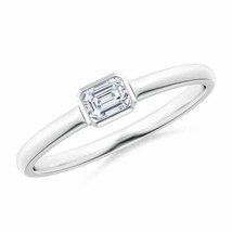 ANGARA Natural Diamond Emerald-Cut Ring in Bezel Setting (Grade-GVS2, 0.2 Ctw) - £741.48 GBP