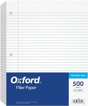 500 Sheets Of Oxford Filler Paper, 8-1/2&quot; X 11&quot;, College Rule, 3-Hole, W... - £30.65 GBP