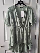 BloomChic Women&#39;s Green Surplice Short Sleeve Hi-Low Tunic Top Size 18-20 - £15.63 GBP