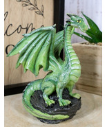 Small Green Whimsical Dragon On Volcanic Rock Statue 4&quot;Tall Prehistoric ... - $361.56 MXN