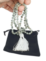 Moonstone Worry Beads Mala Gemstone  Necklace 6mm Knotted  Double Tassel Jewelry - £34.57 GBP