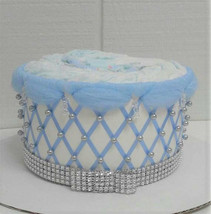 Baby Blue and Silver Little Prince or Princess Baby Shower 1 Tier Diaper Cake - £21.71 GBP