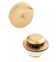 New Brushed Gold Alcove Tub Pop-Up Drain &amp; Overflow Cover by Signature H... - £62.72 GBP