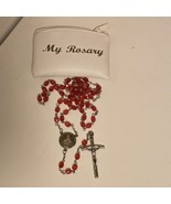 VTG Pope John Paul II Commemorative Rosary Crucifix Red Plastic Beads 20... - $26.55 CAD