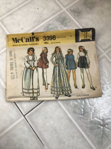 Primary image for Vintage McCall's 3398 Girl's Dresses in 2 Lengths Pattern - Size 12