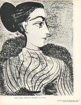PABLO PICASSO Femme au chignon 12.25" x 9.5" Offset Lithograph 1971 Pabl... - $65.34