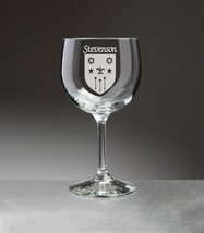 Stevenson Irish Coat of Arms Red Wine Glasses - Set of 4 (Sand Etched) - £54.69 GBP