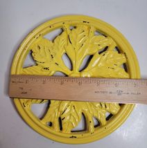 Cast Iron Yellow Trivet with Leaves image 4