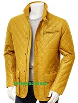 Men s Coat Blazer Jacket Leather Casual Slim Suit Outerwear Lambskin Yellow 809 - £40.30 GBP+