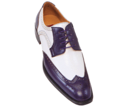 Männer handgefertigte zweifarbige lila &amp; weiße Leder Oxford Brogue Derby Schuhe  - £114.76 GBP