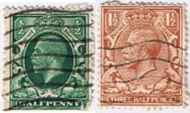 Stamp Great Britain 1912 1/2p &amp; 1 1/2p King George V VG H - $0.71