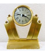Art Deco Brass Quartz Columns and Disc Table Clock - $1,303.61 MXN
