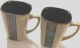 GIBSON Everyday MCM Style Cimarron Coffee Mugs Mocha Brown Set of 2 Square Tea - £7.32 GBP