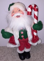 Annalee Christmas Santa Plush Figurine candy cane 2005 - $34.64