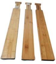 3-Piece Set 100% Natural Bamboo Adjustable Kitchen Utility Drawer Dividers - £15.56 GBP