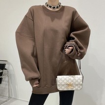 WDMSNA Korean Chic Vintage Lazy Style Sweatshirts Round Collar Hoodies W... - £111.39 GBP