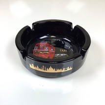 Vintage Ashtray London Double Decker Bus Taxi Black Red Gold Vtg - $8.60
