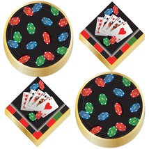 Casino Party Poker Game Night Paper Dessert Plates and Playing Card Napkins (Ser - £12.21 GBP
