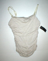 NWT New Designer Josie Natori Top Tank S Beige Ruched Adjustable Convertible Str - £225.37 GBP