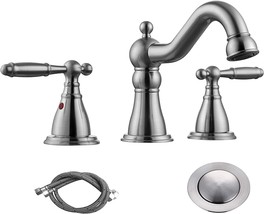 Rkf Two Handle Widespread Bathroom Sink Faucet With Pop-Up Drain With, Bn - £62.53 GBP