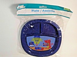 New Angel of Mine Navy Blue with Green Monsters Plate Hard Plastic Divided - $4.95