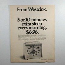 Vtg Westclox 5 or 10 Minutes Extra Sleep Every Morning Print Ad 10 1/4 x 13 3/8 - £10.48 GBP