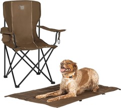 Timber Ridge Quad Folding Camping Chair With Pet Mat And Leash, Earth Brown. - £50.94 GBP