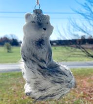 Pottery Barn Arctic Fox Mercury Glass Christmas Ornament White Faux Fur ... - £22.29 GBP