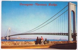 Postcard Verrazano Narrows Bridge Longest Suspension Bridge New York City - £1.75 GBP