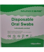Munkcare box of 100 Disposable Mouth Sponge Oral Care Swabs Individually... - $450.46 MXN