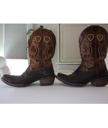 ARIAT COWBOY WESTERN LEATHER BROWN DESIGNER BOOTS SIZE 10D STYLE 10010953 - £57.35 GBP