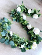 6.5 feet artificial blue rose flower Eucalyptus Garland, Wedding garland, Greene - $15.99