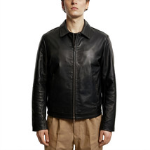Onyx Black Collar Style Genuine Leather Jacket with Plain Lining - $279.00