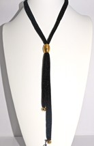 Adami &amp; Martucci Soft Black Mesh Tie Necklace With Gold Balls-RRP $185 - £95.37 GBP