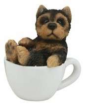 Realistic Mini Yorkie Teacup Statue 3&quot; Pet Pal Yorkshire Terrier Dog Figurine - £14.90 GBP