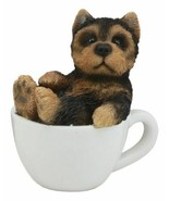 Realistic Mini Yorkie Teacup Statue 3&quot; Pet Pal Yorkshire Terrier Dog Fig... - £14.84 GBP