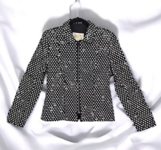 Vintage Rickie Freeman for T.J Nites Jacket Women 14 Black &amp; White Sequi... - $73.85