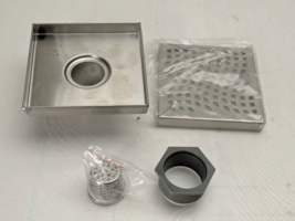 Oatey 6&quot; x 6&quot; Square Drain Shower Grate Stainless Steel Wave Missing Lif... - €26,56 EUR