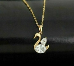Bonito Cisne Colgante 2Ct Corte Pera Cc Diamante 14K Oro Amarillo Acabado 45.7cm - £91.13 GBP