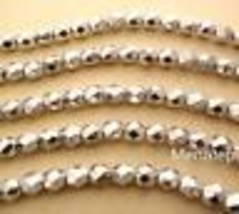 25 6 mm Czech Glass Firepolish Beads: Silver - £2.04 GBP