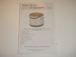 Manual + Recipes for West Bend Bread Maker Machine Models 41200 41200CF - £13.15 GBP