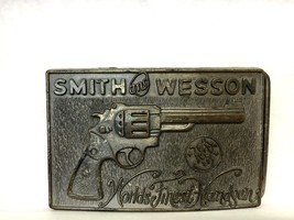 Vintage 1970 Smith And Wesson Worlds Finest Handgun Brass Belt Buckle Pi... - £19.35 GBP