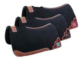 Showman ® 32&quot; X 31&quot; x 1&quot; Black Felt Saddle Pad Teal W/ Beaded Cross Inlay Horse - £71.90 GBP