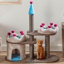 Kings Cat-Castle 2 Comfy Beds Cozy Hideaway Scratching Posts House 37.8X16X40.6 - £89.12 GBP