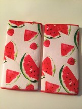 Spring 2 pc dish drying mat strawberries watermelon  fruit 11x17 inch red - $10.00