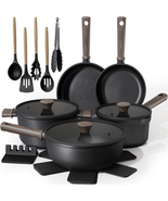 18-Piece Pots and Pans Set, Black Titanium Induction Nonstick Cookware Set - $122.88