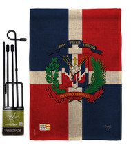 Dominican Republic Burlap - Impressions Decorative Metal Garden Pole Flag Set GS - £26.86 GBP